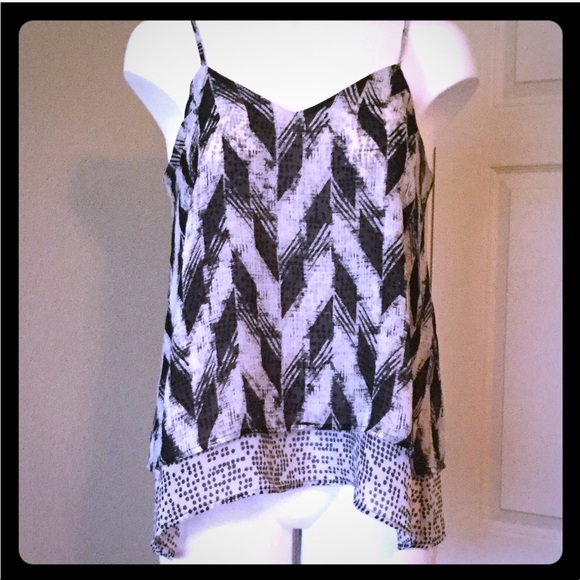 Bar III Layered Polka Dot Hem Top - Picture 6 of 6